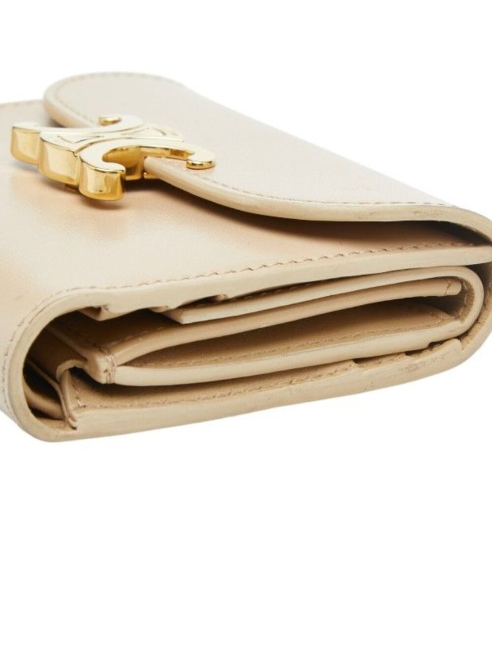Celine Triomphe Small Flap Wallet Beige Leather - Picture 4 of 10